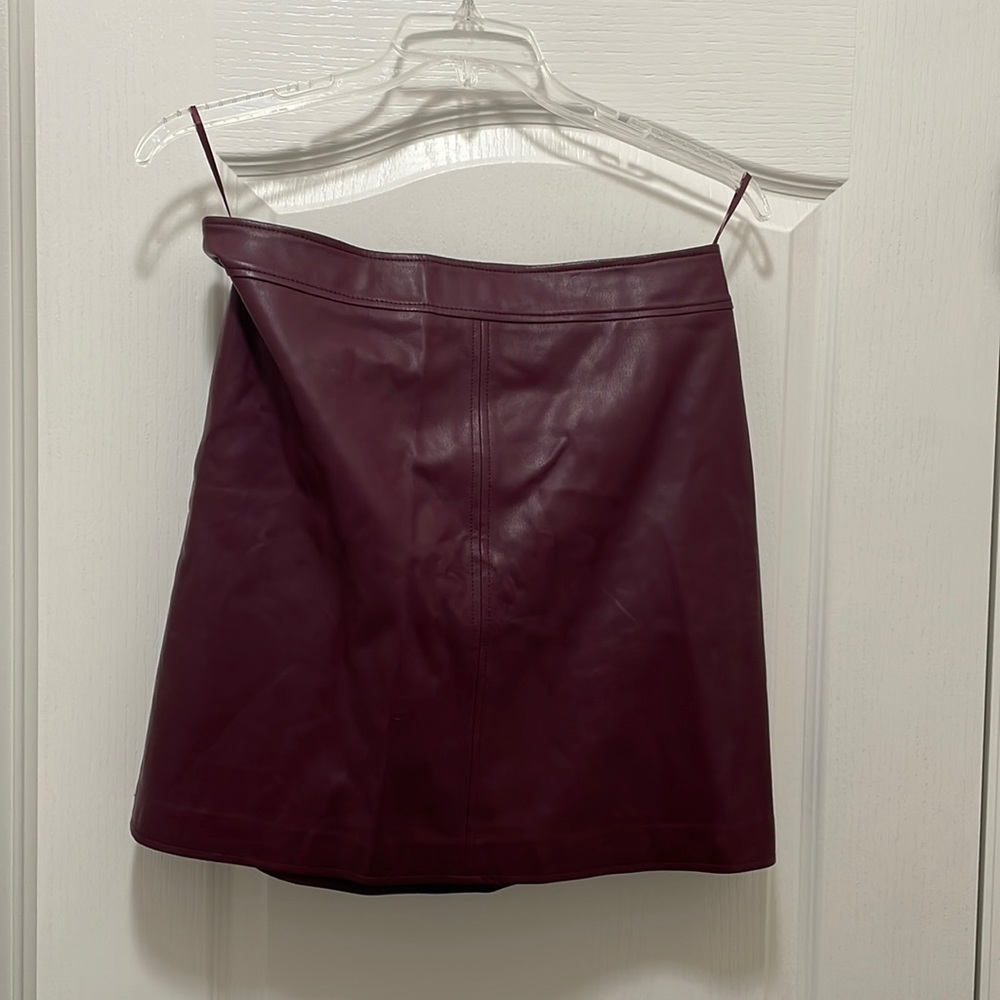 Maroon leather mini skirt
